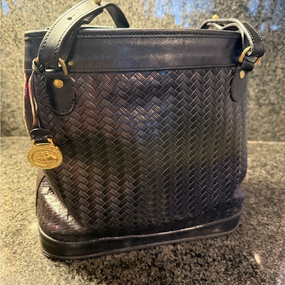 Brahmin Accessories - Vintage Brahmin Black Woven Leather Tote Bag